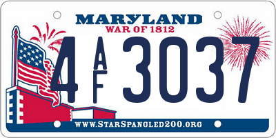 MD license plate 4AF3037
