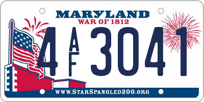 MD license plate 4AF3041