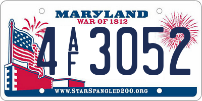 MD license plate 4AF3052