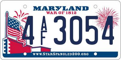 MD license plate 4AF3054