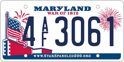 MD license plate 4AF3061