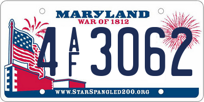 MD license plate 4AF3062