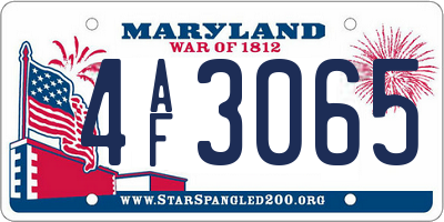 MD license plate 4AF3065