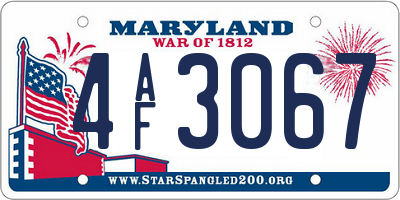 MD license plate 4AF3067