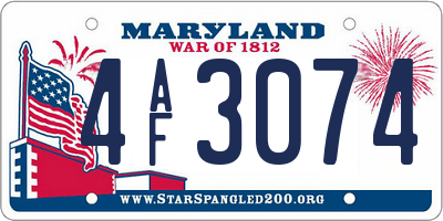 MD license plate 4AF3074