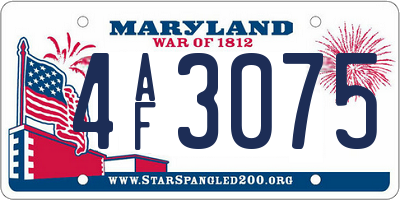 MD license plate 4AF3075