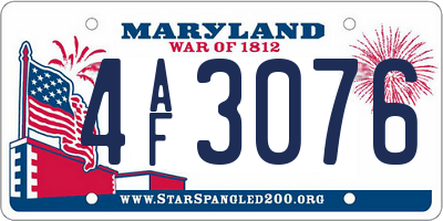 MD license plate 4AF3076