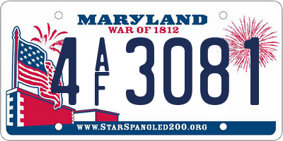 MD license plate 4AF3081