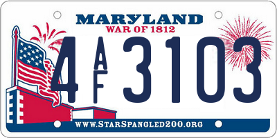 MD license plate 4AF3103