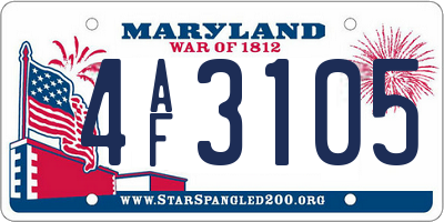 MD license plate 4AF3105