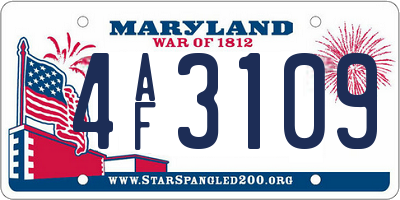 MD license plate 4AF3109