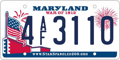 MD license plate 4AF3110