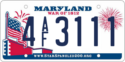 MD license plate 4AF3111