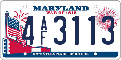 MD license plate 4AF3113