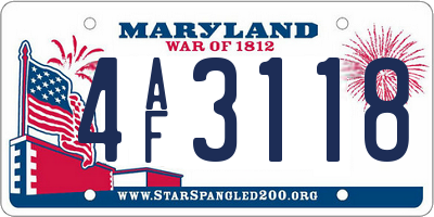 MD license plate 4AF3118