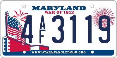 MD license plate 4AF3119