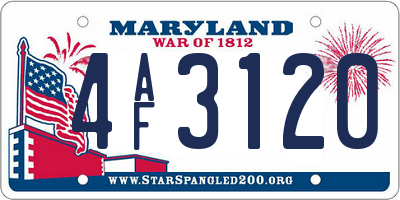 MD license plate 4AF3120