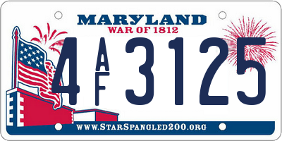 MD license plate 4AF3125