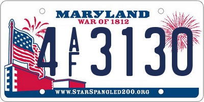 MD license plate 4AF3130