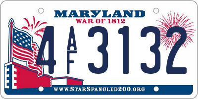 MD license plate 4AF3132