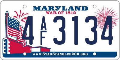 MD license plate 4AF3134