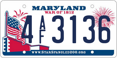 MD license plate 4AF3136