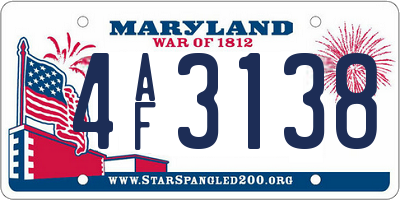 MD license plate 4AF3138