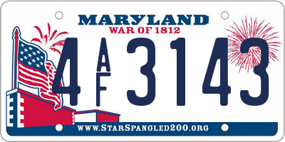 MD license plate 4AF3143