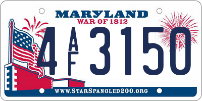 MD license plate 4AF3150