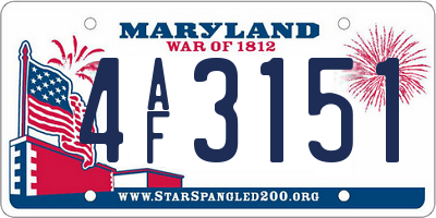 MD license plate 4AF3151