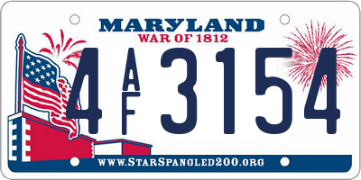 MD license plate 4AF3154