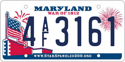 MD license plate 4AF3161