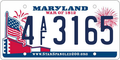 MD license plate 4AF3165
