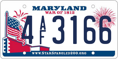 MD license plate 4AF3166
