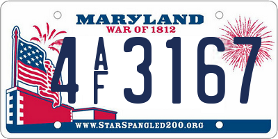 MD license plate 4AF3167