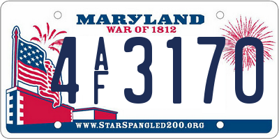 MD license plate 4AF3170