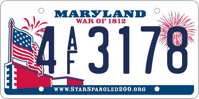MD license plate 4AF3178