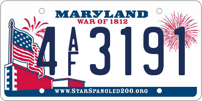 MD license plate 4AF3191