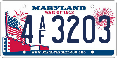 MD license plate 4AF3203