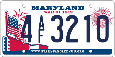 MD license plate 4AF3210