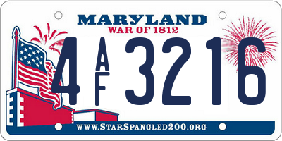 MD license plate 4AF3216