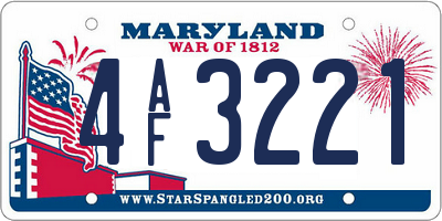 MD license plate 4AF3221