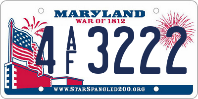 MD license plate 4AF3222
