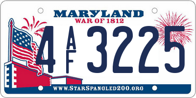 MD license plate 4AF3225