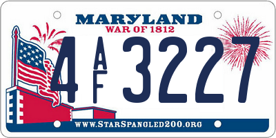 MD license plate 4AF3227