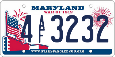 MD license plate 4AF3232