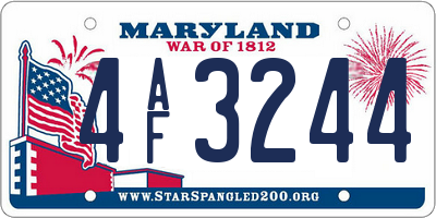 MD license plate 4AF3244
