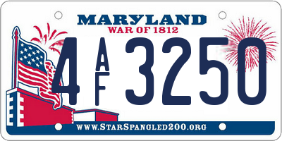 MD license plate 4AF3250