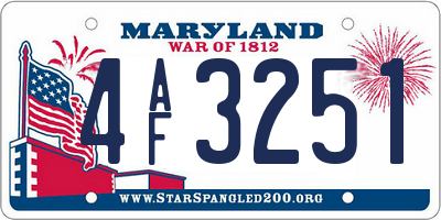 MD license plate 4AF3251