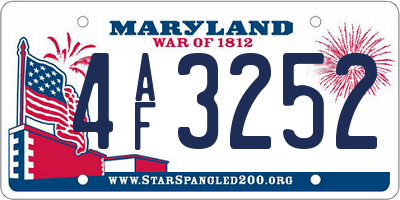MD license plate 4AF3252